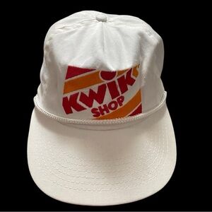 Vintage KWIK Shop White Snap Back Cap Adjustable Trucker Hat
